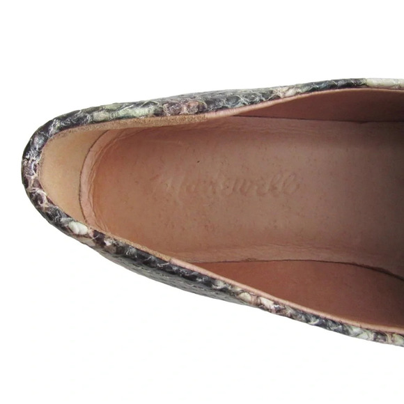 Madewell The Alex Loafer In Snake Embossed Leather Size 5.5 Brown Green Flats - Picture 8 of 10